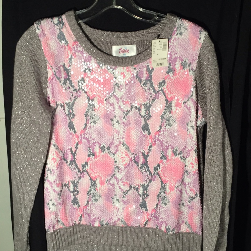 Justice Girls Glitter Sweater size 16